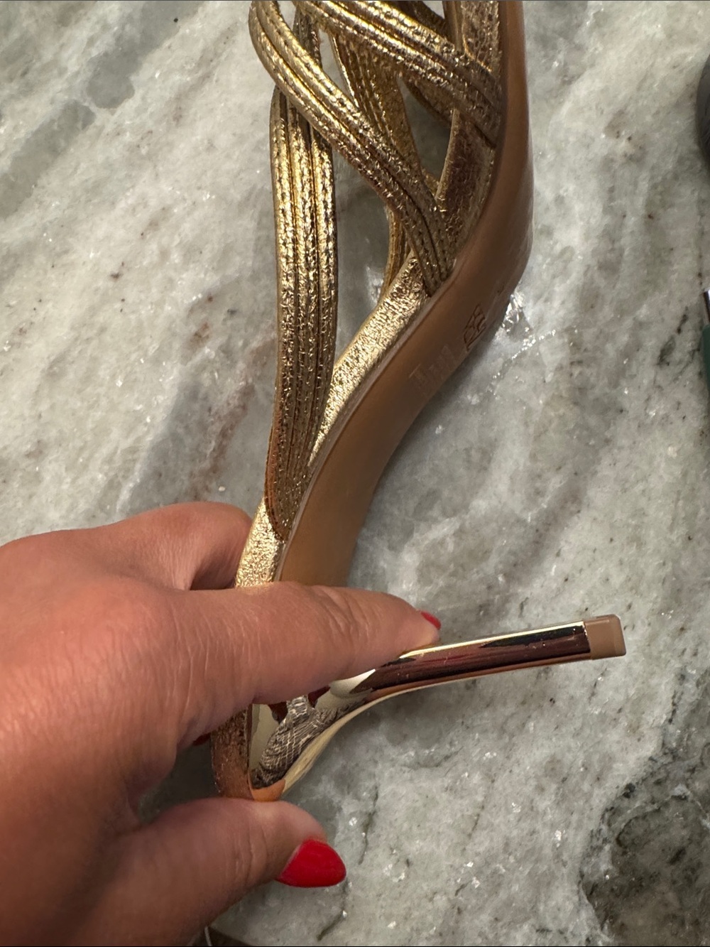 Zara Metallic Gold Strappy Slip-On Mules - Picture 3 of 3